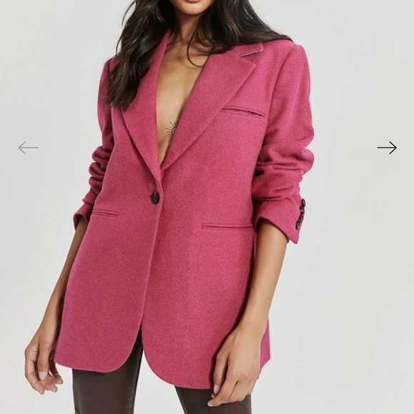 Hot Pink Wool Blazer - Something Navy - Picture 2 of 7
